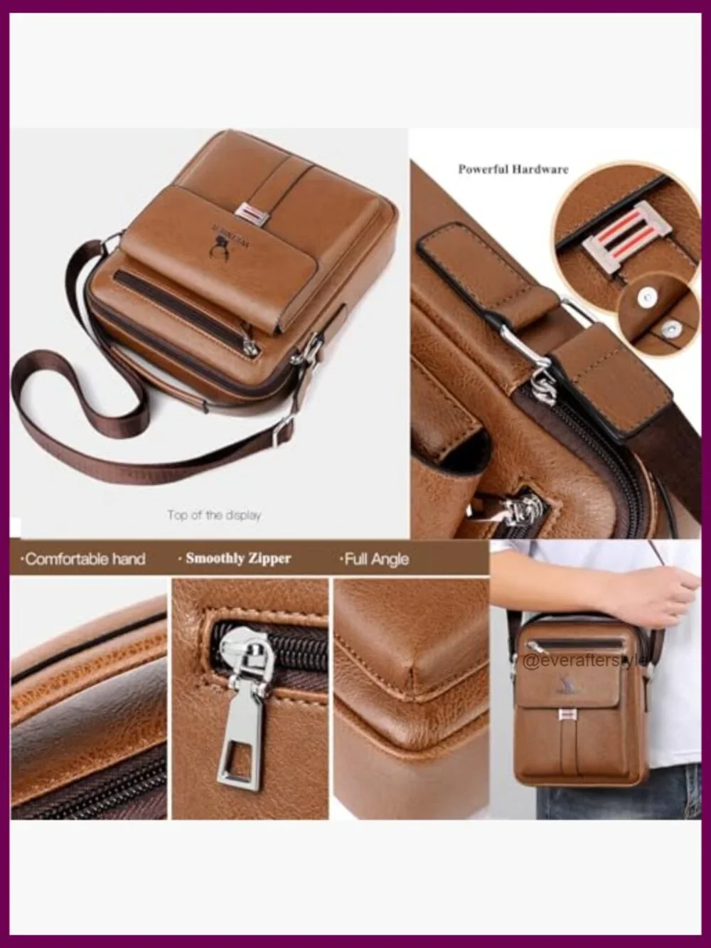 Vintage PU Leather Messenger Bag Crossbody Shoulder Purse Satchel Pouch